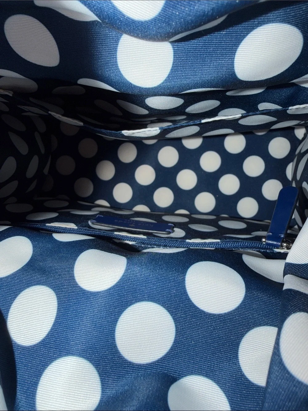 Kate Spade New York Trista Leather Shopper Tote w/Polka Dot Lining - Cream Navy